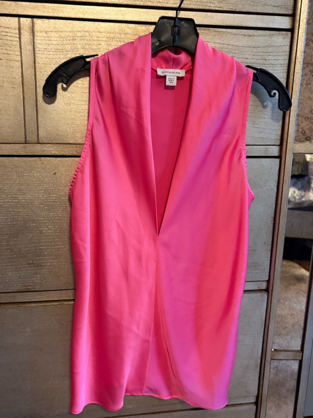 Boston Proper Hot Pink Sleeveless V-Neck Top